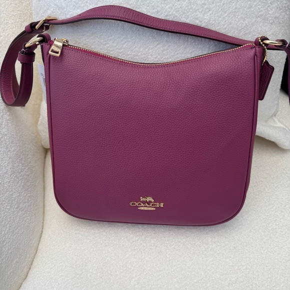 Coach Pebbled Leather Pink w/ Gold Trim Ellie File Bag - Picture 1 of 8